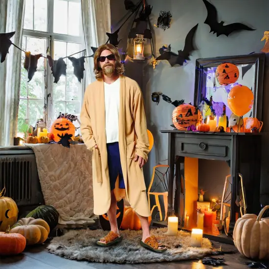 Lazy Guy Costume Robe With Wig | One Size {3}