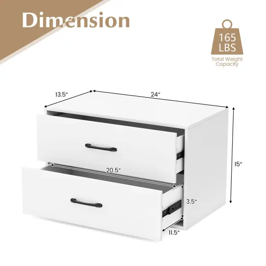 Costway 2-Drawer Dresser Stackable Horizontal Storage Organizer w/Handles White/Walnut/Black {3}