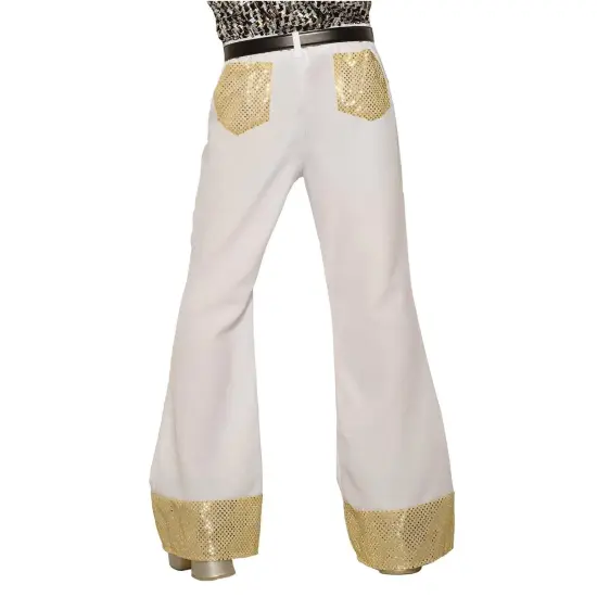 Men's Costume Disco Pants, White {4}