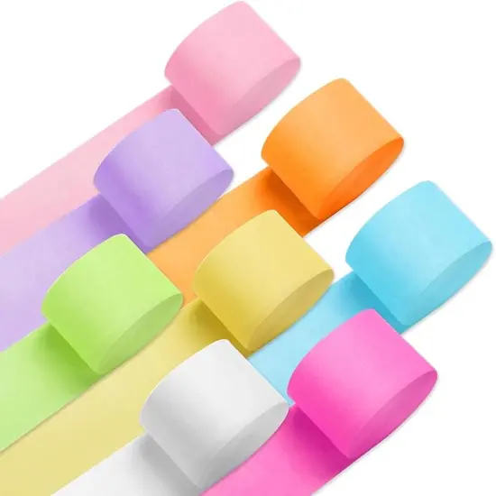 Crepe Paper Streamers, 8 Rolls 656ft Party Streamers, Pack of 8 Pastel Colors Crepe Paper for Kids Girls Birthday Party Supplies Wedding Bridal Baby Shower Decorations (1.8Inch x 82Ft/Roll) {1}