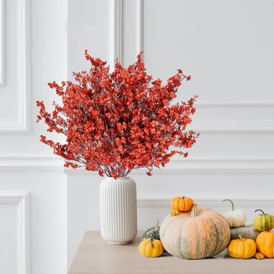 15 Pcs Babys Breath Artificial Flowers (Orange Red) {5}