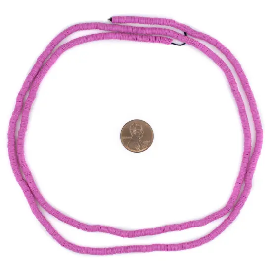 The Bead Chest African Vinyl Beads, Ghana Vulcanite Crafts Supplies for DIY Jewelry Making, Necklaces, Bracelets (4mm, Magenta) {2}