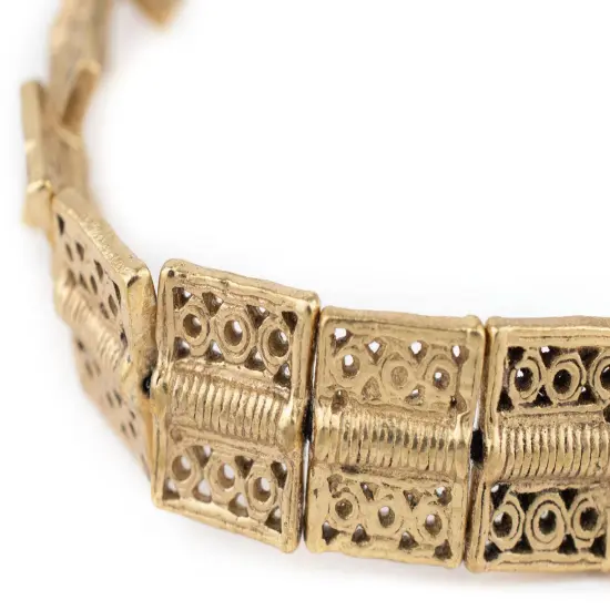 The Bead Chest Lattice Rectangular Brass Baule Beads 16x20mm Ivory Coast African Rectangle Large Hole 16 Inch Strand Handmade {1}