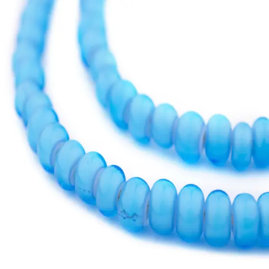 The Bead Chest White Heart Beads - Full Strand of Glass African Trade Beads (8mm, Turquoise) {1}