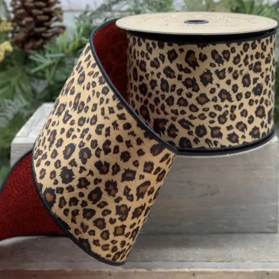 2.5" Faux Fur Leopard Ribbon: Black/Brown (10 Yards) {3}