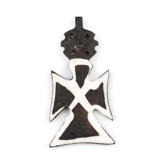 The Bead Chest Handmade Batik Bone Cross Pendant from Kenya &ndash; African Tribal Design &ndash; Urban &ndash; Fair Trade Ethically Sourced Jewelry Making Charm {1}