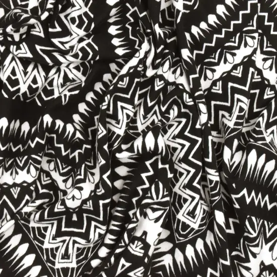 Black-White Chevron Pattern Multi Print Double Brush Stretch ITY Fabric By the Yard {3}