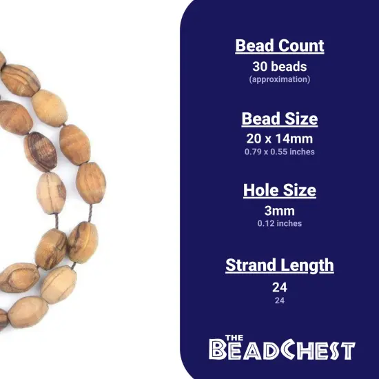 The Bead Chest Oval Olive Wood Beads from Bethlehem &ndash; Handcrafted in the Holy Land &ndash; 20 x 14mm, Natural &ndash; Perfect for Jewelry Making, Rosaries, Crafts & DIY Projects {4}