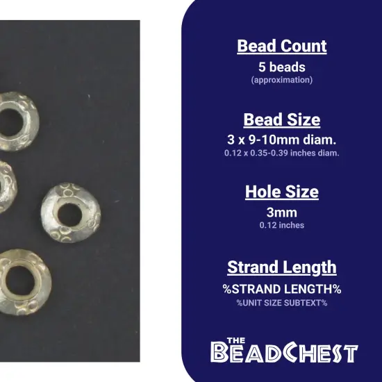 The Bead Chest Silver Ethiopian Wollo Rings (9mm) (Set of 5): Genuine Ethiopian Metal Ring Beads for DIY Jewelry {3}