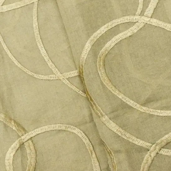 Ecru Beige/Sand Swirl Embroidered Semi-Sheer Drapery Fabric By the Yard {3}