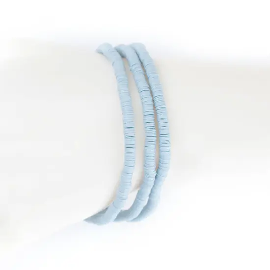 The Bead Chest Boho Stretch Bracelet, Light Blue - Stackable African Vinyl Heishi, Unisex for Men & Women {4}