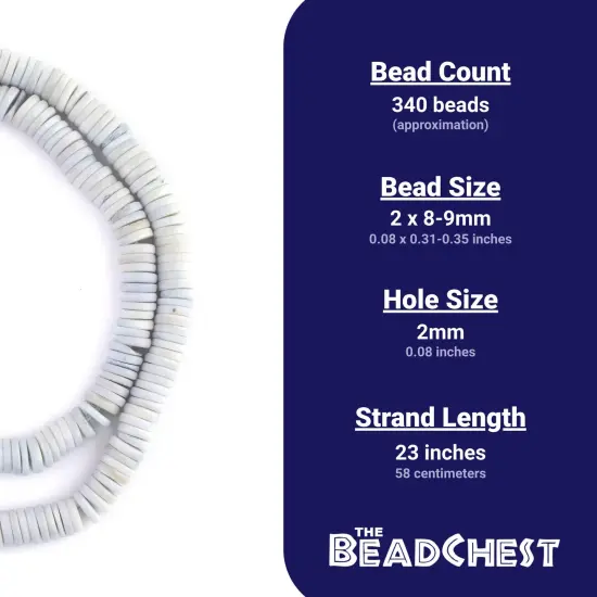 The Bead Chest 8mm Pastel Blue Bone Button Beads: Nepal Flat Round Disk Heishi Beads for DIY Necklace Jewelry Making {4}