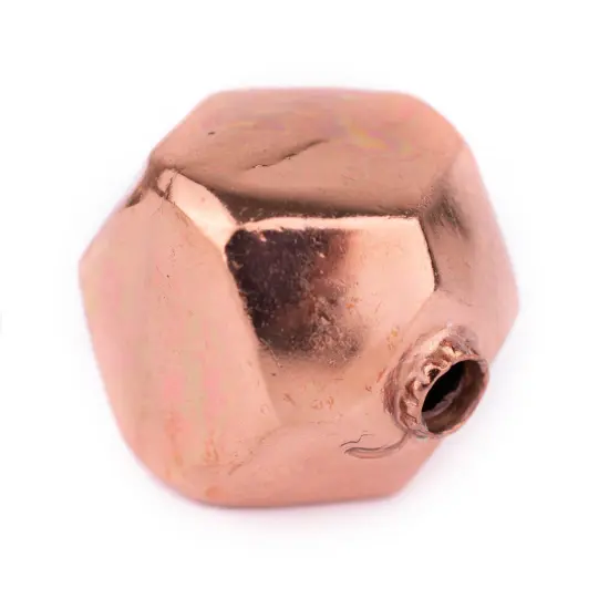 The Bead Chest Hollow Cornerless Cube Bead: Large Copper 30mm Centerpiece Pendant Bead {1}