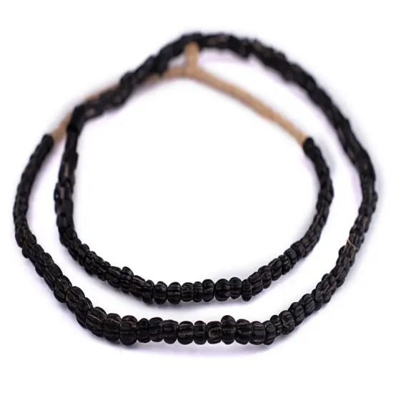 The Bead Chest Vintage Black Dogtooth Beads 6mm Czechoslovakia Unusual Glass Large Hole 32 Inch Strand {3}