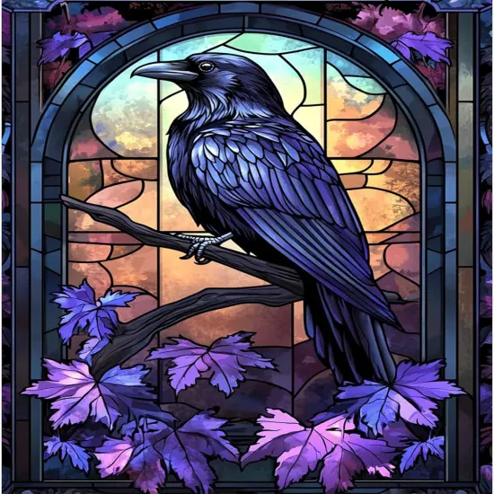 5D Crow Stained Glass Diamond Painting Kits {1}