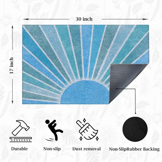 Boho Welcome Mat - Blue - 17x30 Indoor/Outdoor Entrance, Boho Style {4}