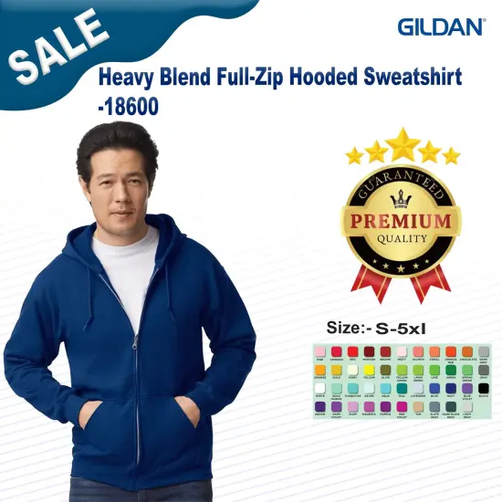 Gildan&reg; Heavy Blend Long Sleeve Full-Zip Hooded Sweatshirt Royal {2}