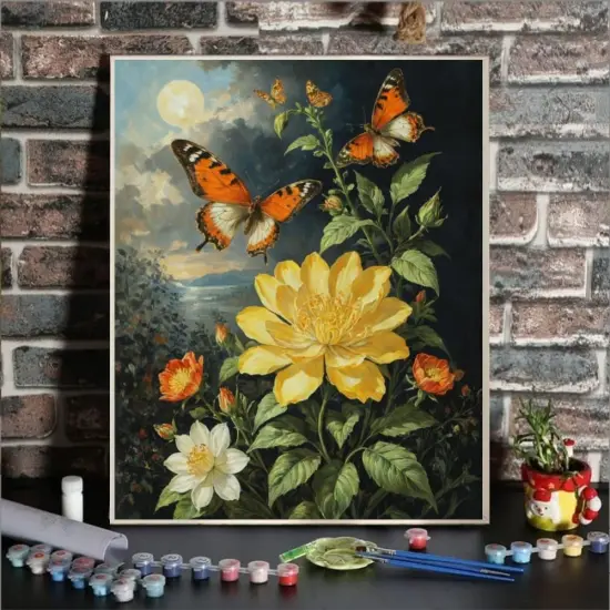 Butterfly Paint by Numbers Kit for Adults Flower Adult Paint by Number Kits Adults' Paint-by-Number Kits Canvas Painting Kit for Beginner Oil Painting Kits for Gift Home Wall Decor 16x20 Inch {2}