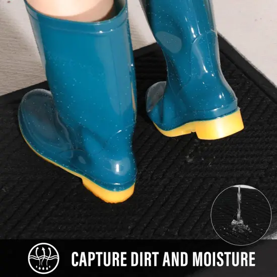 Durable Front Door Mat, Absorbent Muddy Dirt Resist Welcome Door Mats Outdoor Indoor, Stain and Fade Resistant, Non-Slip Rubber Backing Low Profile Doormat for Entryway, 30&times;17, Black {3}