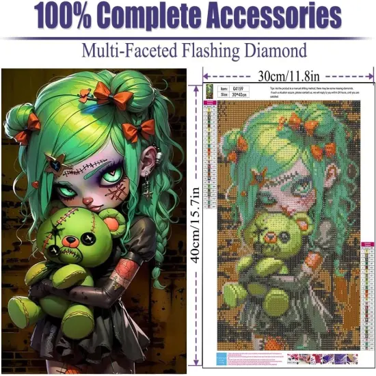 Gothic Diamond Art Kits for Adults,Diamond Painting Kits for Adults,DIY Round Full Drill Diamond Dot,5D Diamond Painting for Adults,Crystal Art Gem Art for Home Decor 12x16inch {2}