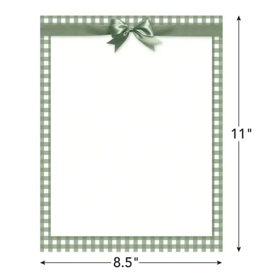 Great Papers! Sage Green Bow Letterhead, for Invitations, Announcements and Personal Messages, Printer Friendly 8.5&rdquo;x11&rdquo;, 50 Pack {2}
