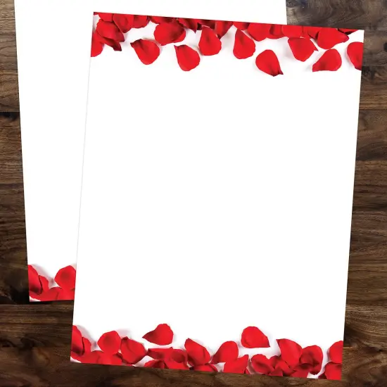 Great Papers! Red Rose Petal Elegance Letterhead, for Invitations, Announcements and Personal Messages, Printer Friendly 8.5&rdquo;x11&rdquo;, 50 Pack {3}