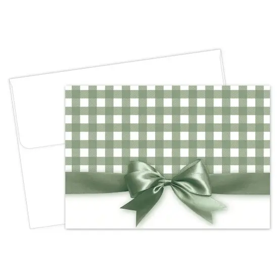 Great Papers! Sage Green Bow Note Card and White Envelope, 4.875" x 3.375", 24 count {2}