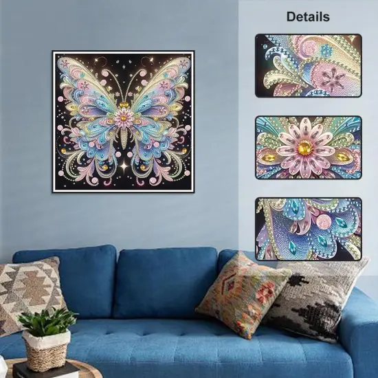 Butterfly Diamond Painting Kits for Adults, 5D Special Shape Diamond Art Kits for Beginners, Crystal Rhinestones Diamond Painting for Home Wall Decoration, 12&times;12 Inch {3}