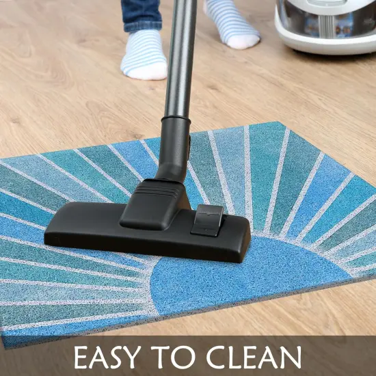 Boho Welcome Mat - Blue - 17x30 Indoor/Outdoor Entrance, Boho Style {1}