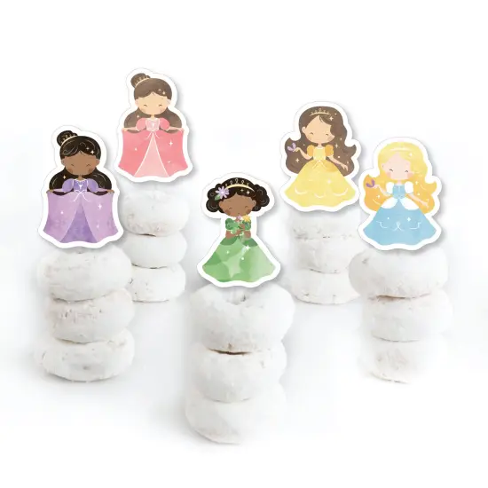 Big Dot of Happiness Princess Dessert Cupcake Cake Toppers, Colorful Princess Character Cutouts Birthday Decorations with Clear Treat Picks, Set of 24 {3}
