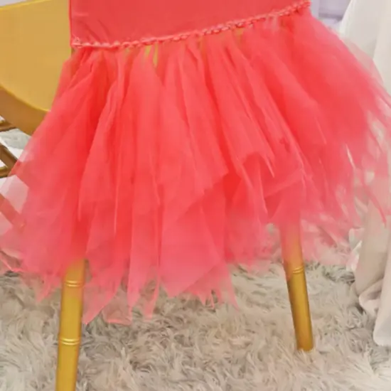 1 Piece Coral Stretch Spandex Chiavari Chair Cover with Elegant Ballet Skirt {4}