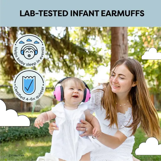 Friday 7Care Baby Headphones - Baby Ear Protection, Noise Cancelling Headphones with Adjustable Headband for Ages 0-24 Months, Pink Multicolor {4}