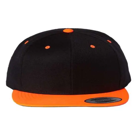YP Classics&reg; Flat Bill Snapback Cap Black/ Neon Orange {1}