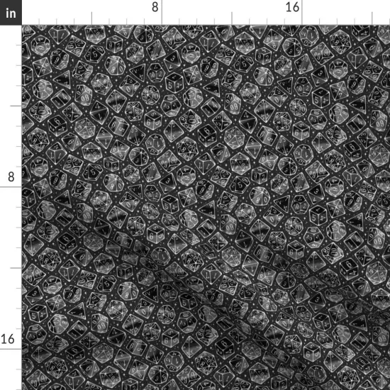 Various Fabrics by the Yard or Fat Quarter Roll Dice Gray Black Fantasy Magic Nerd Nerdy Dragons Galactic Custom Printed Fabric by Spoonflower {2}