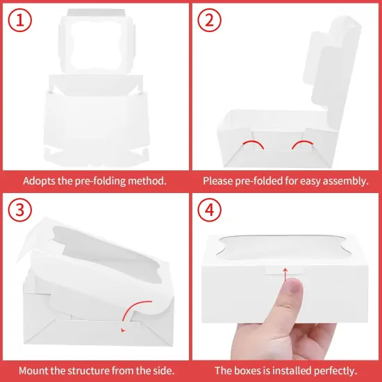 50PCS Gift Box 772.5Inch, Cupcake Boxes with Window, Individual Cupcake Containers, Biscuit & Macaron Boxes, Treat & Pastry Food Packaging {4}