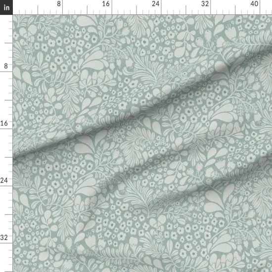 Various Fabrics by the Yard or Fat Quarter Calm Botanical Tranquil Flowers Serene Leaves Blue Gray Vine Wildflowers Floral Custom Printed Fabric by Spoonflower {1}