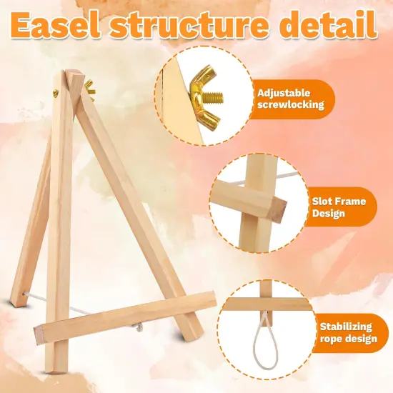 10 Pack 9 Inch Wood Easels,Art Craft Painting Easel,Table Top Easels for Painting, for Painting Party Displaying Canvases, Photos Mini Display Tripod Apply to Kids Artist Adults Students Etc {5}