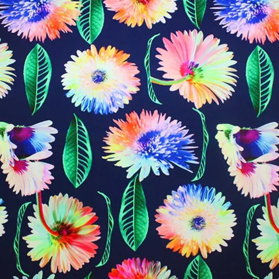 Rainbow Daisy Printed Spandex Fabric {2}