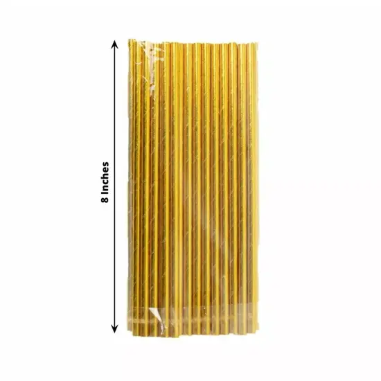 50 Gold 8 in Metallic Disposable Paper Drinking STRAWS Party Events Decorations {3}