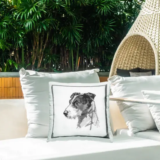 Jack Russell Portrait Design by Cartissi Outdoor Printed Pillow  {2}