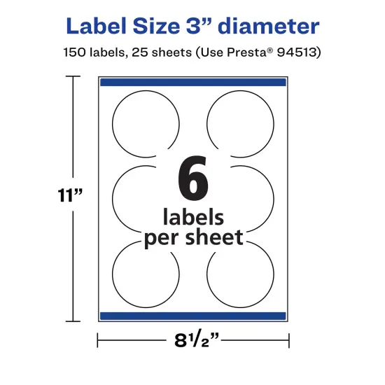 Avery Matte White Round Labels, 3" diameter {5}
