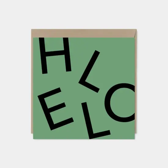 HELLO Square Greeting Card, Typographic {7}