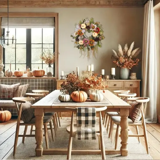 Fall Pumpkin Sunflower Pinecone Wreath - 24 Inch {5}