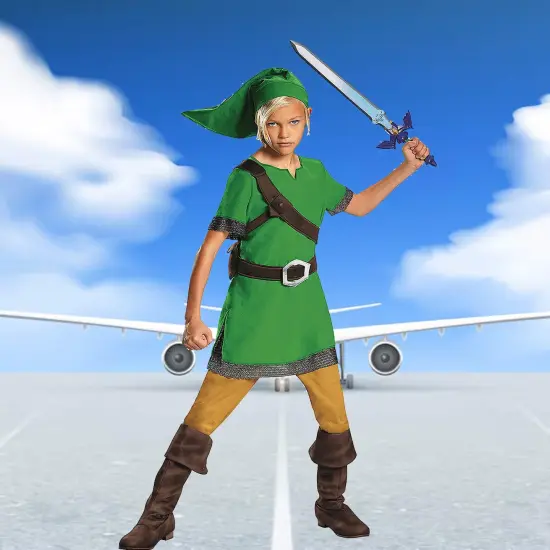 Boys Link Costume from The Legend of Zelda Green Tunic and Hat Set {1}