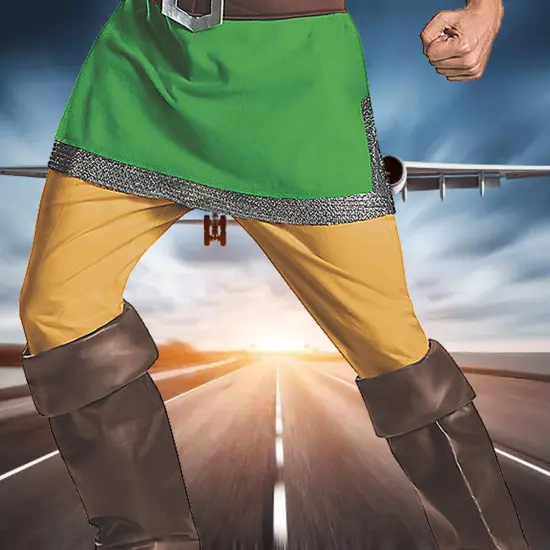 Mens Legend of Zelda Link Costume with Hat and Tunic Set {3}