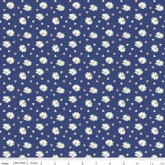 Heart Daisies in Navy (c16652-navy) | Simple Pleasures | American Jane | Riley Blake {1}