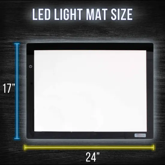 Lightmaster 32.5" Diagonal A2 LED Light Box Board - 17" x 24", Light Board Tracing Pad with Dimmable 12V Lamps, Artist Lightbox for Tracing, Drawing, Diamond Painting {3}