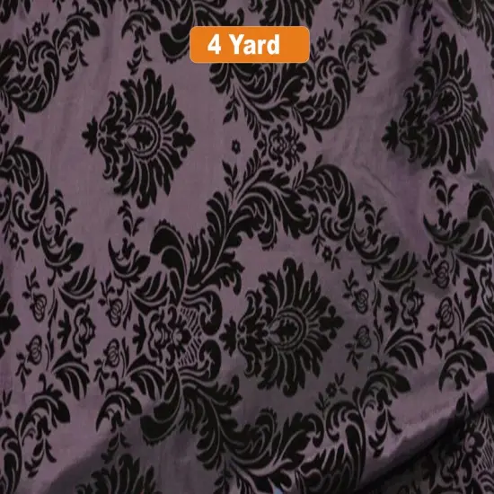 60" Wide Damask Flocking Taffeta Fabricfor Curtains Apparel and Decor Plum Damask {1}