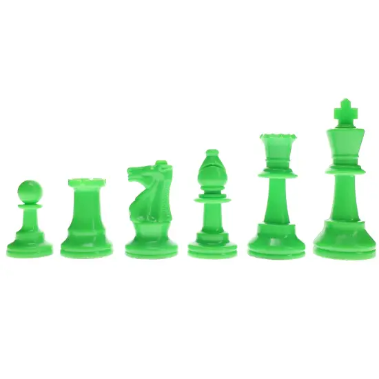 WE Games Color Bright Plastic Staunton Tournament Chess Pieces with 3.75 in. King - Half Chess Set of Chess Pieces Only, Neon Green {1}