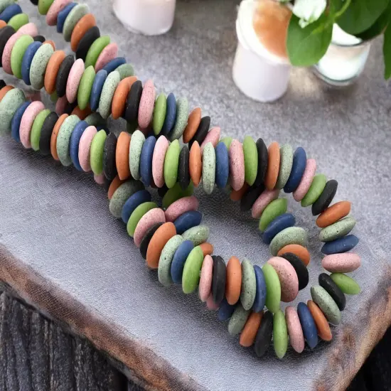 13~15mm Mutli Color Recycled African Glass Heishi Beads {5}